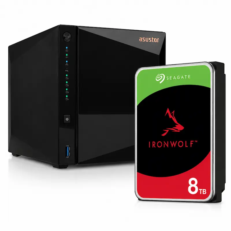 (Bundle) ASUSTOR AS3304T-V2 4-Bay NAS With Seagate ST8000VN002 8TB HDD