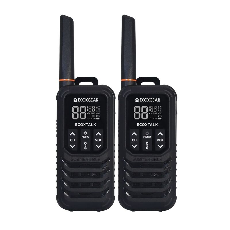 EcoXgear 2Watt Waterproof UHF Handheld Radio 2 Pk Black-EXG200-2PK