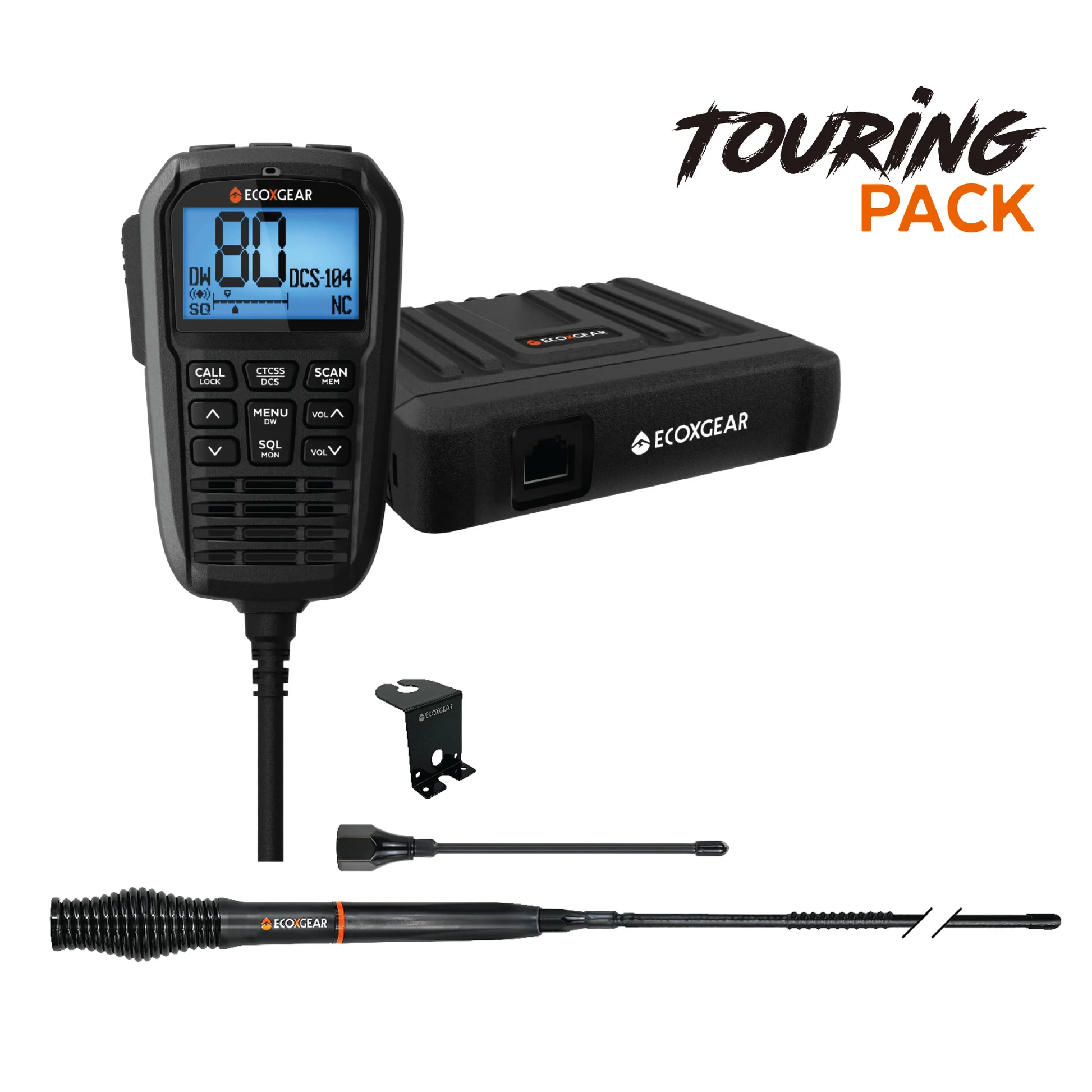 EcoXgear Touring Pack 5-Watt Compact UHF Handheld CB Radio with Multi-Colour LCD Display Mic EXG3000-TPK