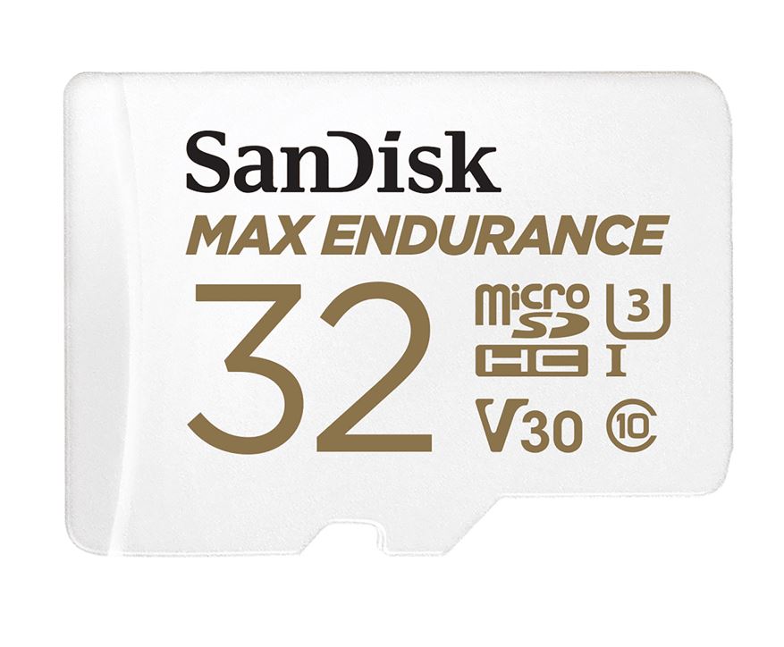 Sandisk Max Endurance Microsdhc Card SQQVR 32G (15 000 HRS) UHS-I C10 U3 V30 100MB/S R 40MB/S W SD Adaptor SDSQQVR-032G-GN6IA