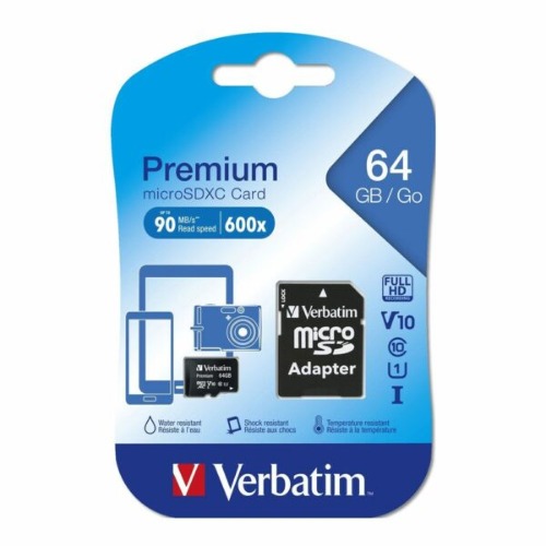 Verbatim 64GB Premium Micro SDXC Class 10 UHS-I w/ Adapter-44084
