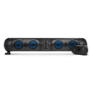 The TRUE WIRELESS SoundExtreme SEB 26 has all the features of the original SE26. Now with Long-lasting Lithium-Ion battery pack. Easy install, no longer need to connect to the 12v battery source. The Powersports sound bar and LED lighting system is perfect for your 4WD, ATV/UTV, boat, and golf cart. 100% waterproof, dustproof, and dirtproof. 500 watts of power to 8 marine grade speakers provide a great listening experience. With our EcoCast feature connect up to 50 Sound Extremes at a time! Patent Pending.