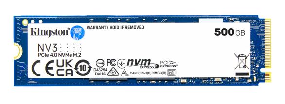 Kingston 500GB NV3 PCle 4.0x4 NVMe M.2 2280 SSD-SNV3S/500G