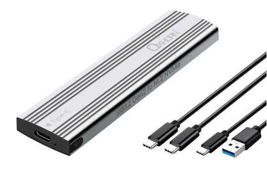Oxhorn USB-C 3.2 Gen 2 M.2 NVMe SSD Enclosure Silver-UM-311S