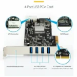 StarTech 4 Port USB 3.0 PCIe Card - PEXUSB3S44V - Image 2