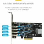StarTech 4 Port USB 3.0 PCIe Card - PEXUSB3S44V