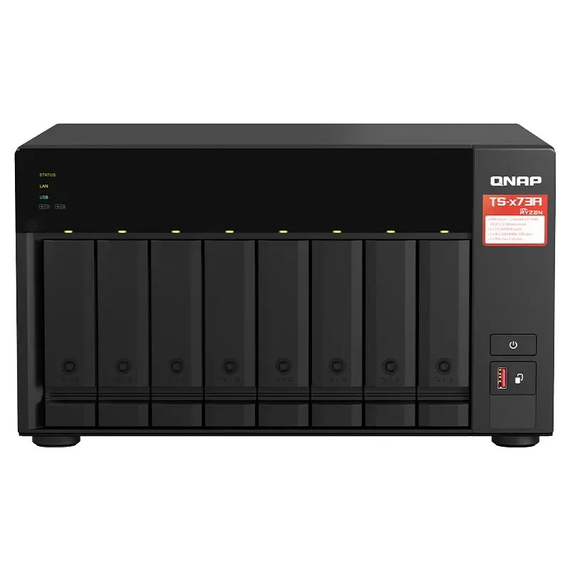 QNAP 8-Bay Diskless NAS Ryzen V1500B Quad-Core 2.2GHz 8GB - TS-873A-8G