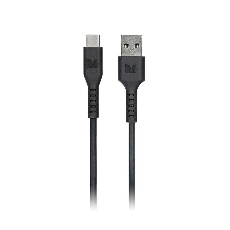 Monster USB-C to USB-A Thermo Plastic Elastometer Black 1.2m Cable Black-MT-1.2MCTOATB