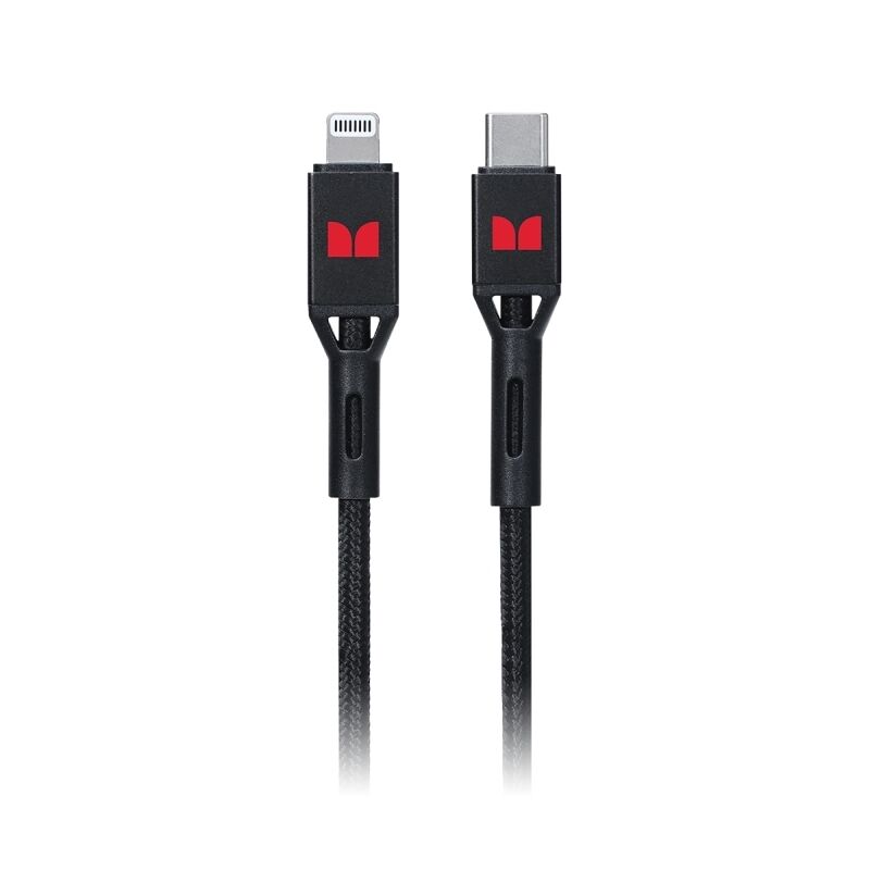 Monster Lightning to USB-C Braided Cable Black 1.2m-MT-1.2MLTOCBB