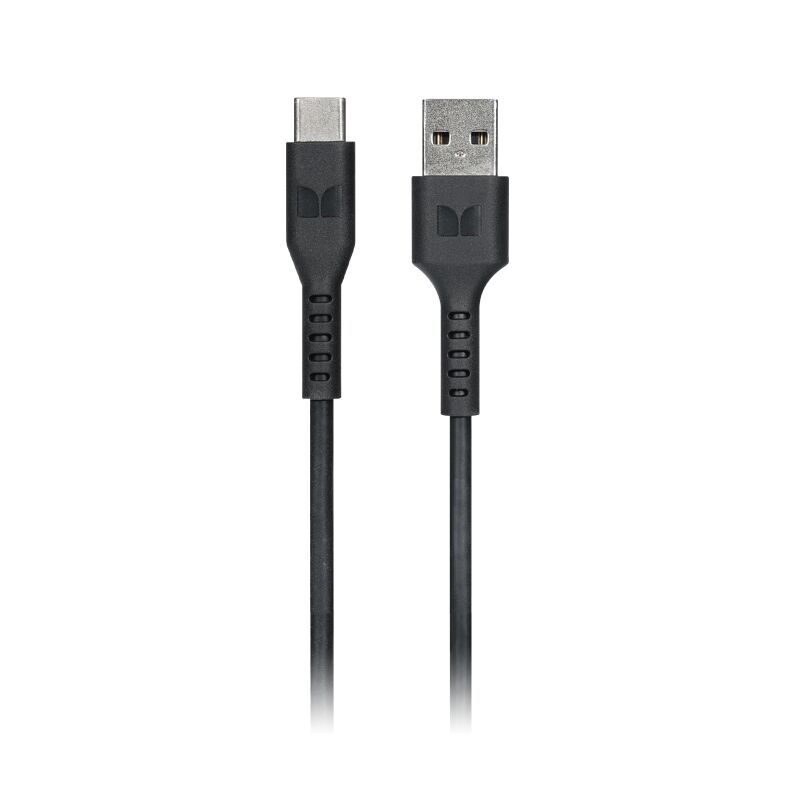 Monster USB-C to USB-A Thermo Plastic Elastometer Black 2m Cable-MT-2MCTOATB
