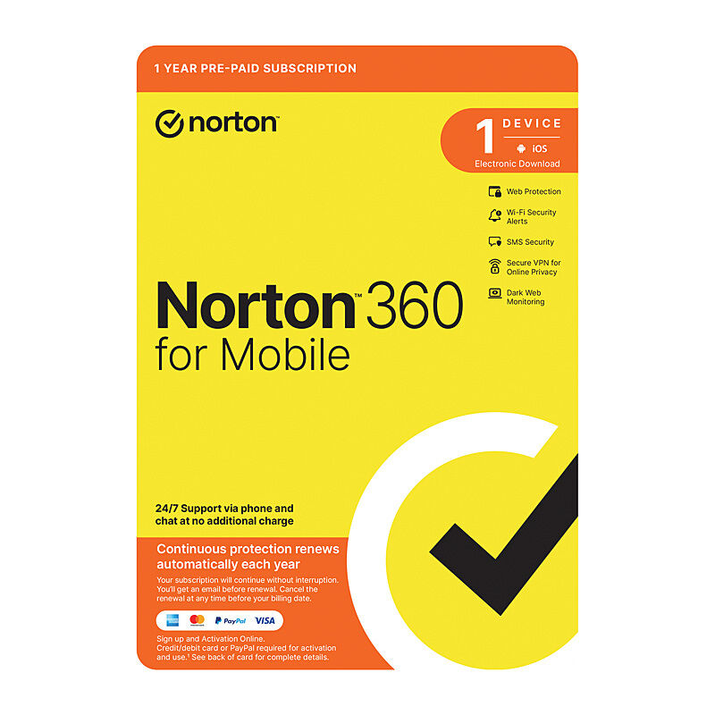 Norton 360 Mobile 1 User 1 Device 1 Year Subscription-21442359