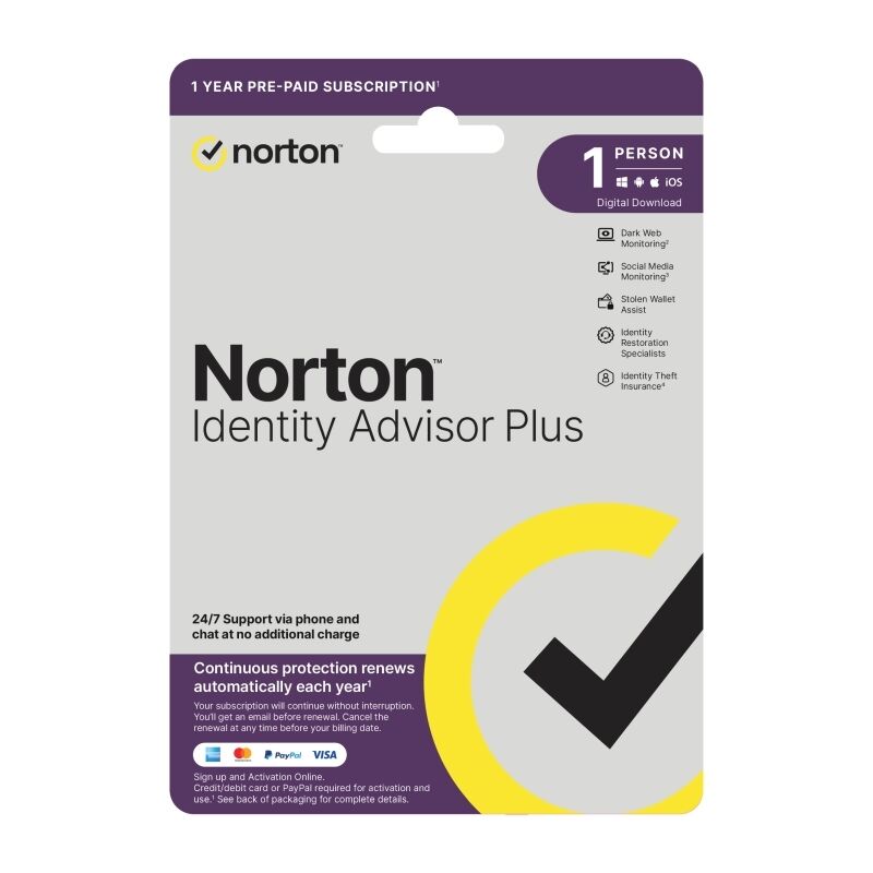 NORTIDENTITYADVPKEY.jpg Norton Identity Advisor Plus KEY 1 User 12 Months-21432802 - Image 1