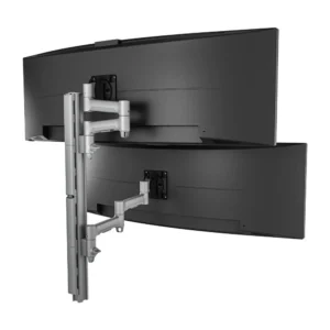 Atdec AWMS-2-46H75 Dual HD Swing Arms on Tall Post HD F-Clamp Silver