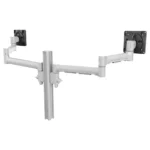Atdec Dual Extended-Reach Arms on Post Grommet Clamp Silver-AWMS-2-5940-G-S