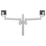 Atdec Dual Extended-Reach Arms on Post Grommet Clamp Silver-AWMS-2-5940-G-S
