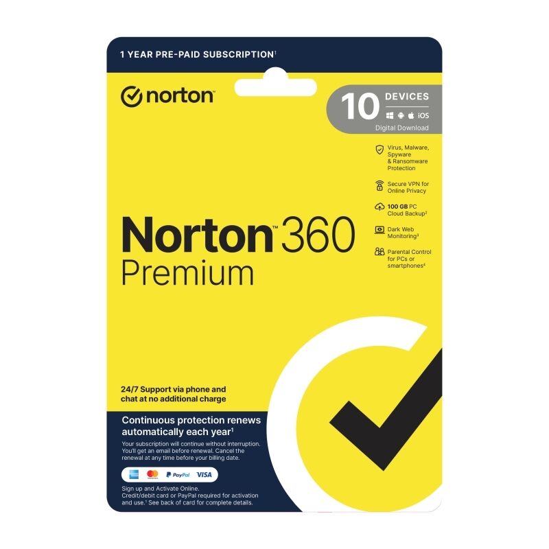 Norton 360 Premium 100GB 1User 10 Devices 1 Year Sub…